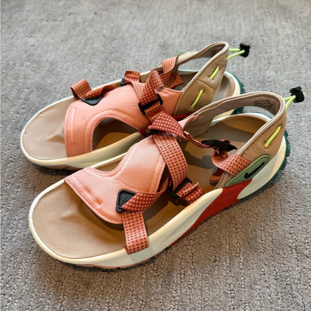 Nike Onetona Coral Beige & Matter Root Pink Sandals with Adjustable Straps - Picture 3 of 10
